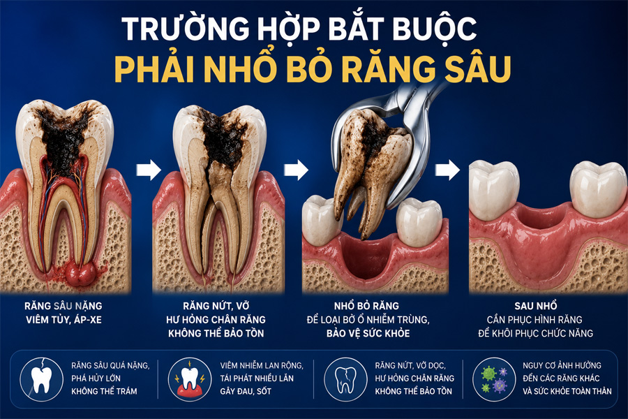 trường hợp sâu răng bắt buộc phải nhổ bỏ